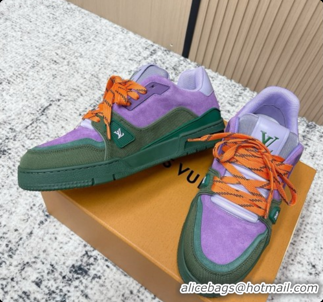 Pretty Style Louis Vuitton Louis Vuitton LV Trainer Sneakers in Suede Leather LV073117 Purple 2026