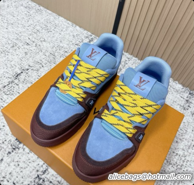 Good Looking Louis Vuitton Louis Vuitton LV Trainer Sneakers in Suede Leather LV073118 Blue 2026