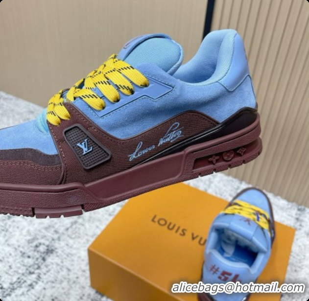 Good Looking Louis Vuitton Louis Vuitton LV Trainer Sneakers in Suede Leather LV073118 Blue 2026