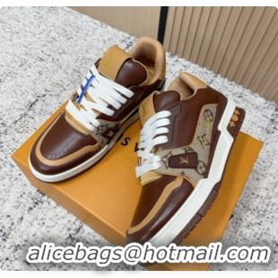 Low Price Louis Vuitton Louis Vuitton LV Trainer Sneakers in Leather LV073119 Dark Brown 2026