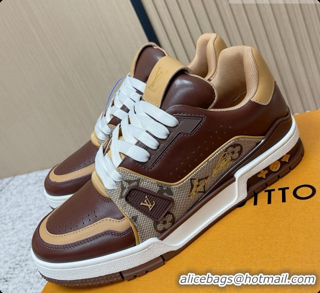 Low Price Louis Vuitton Louis Vuitton LV Trainer Sneakers in Leather LV073119 Dark Brown 2026