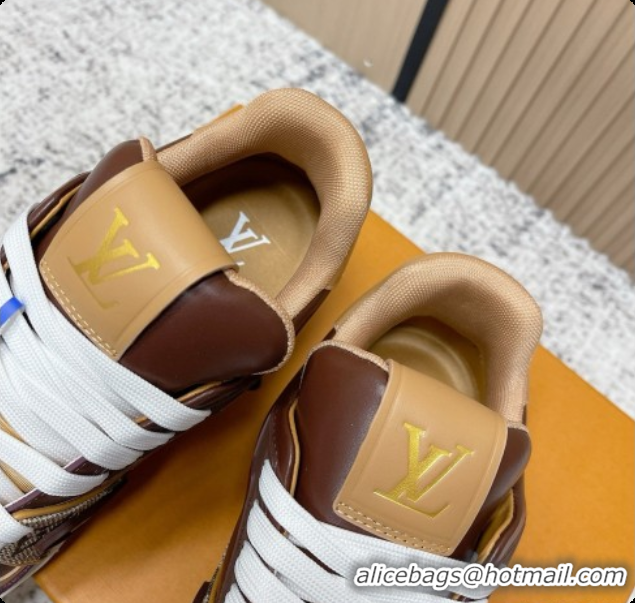 Low Price Louis Vuitton Louis Vuitton LV Trainer Sneakers in Leather LV073119 Dark Brown 2026