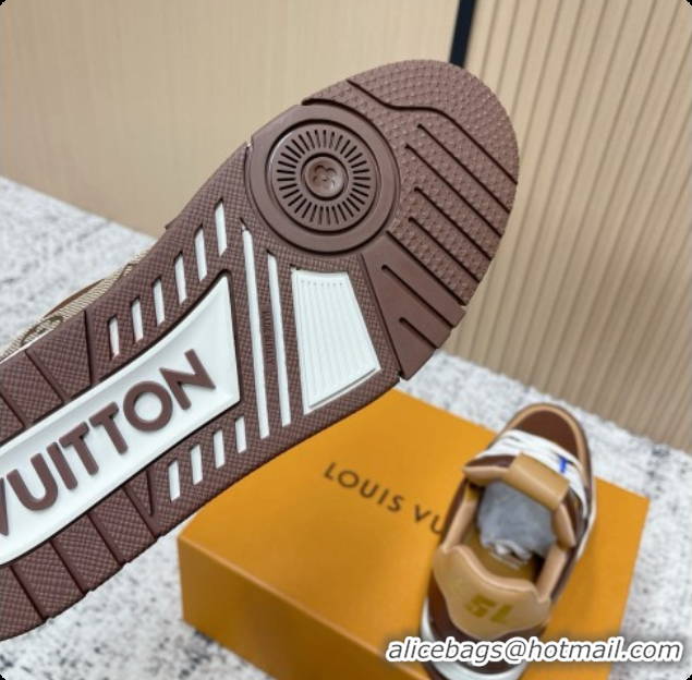 Low Price Louis Vuitton Louis Vuitton LV Trainer Sneakers in Leather LV073119 Dark Brown 2026