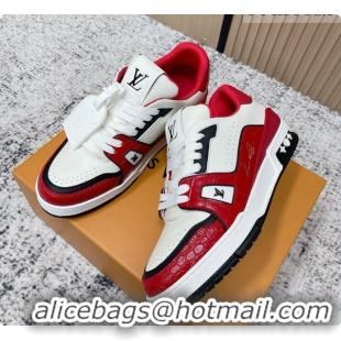 Buy Luxury Louis Vuitton Louis Vuitton LV Trainer Sneakers in Leather LV073120 White/Red 2026