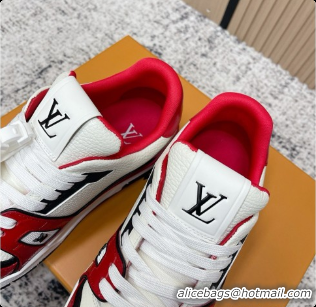 Buy Luxury Louis Vuitton Louis Vuitton LV Trainer Sneakers in Leather LV073120 White/Red 2026