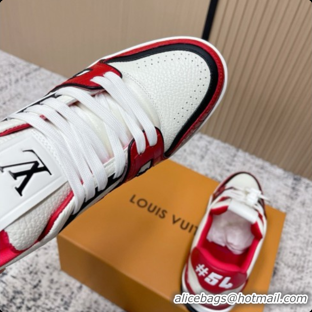 Buy Luxury Louis Vuitton Louis Vuitton LV Trainer Sneakers in Leather LV073120 White/Red 2026