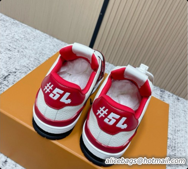 Buy Luxury Louis Vuitton Louis Vuitton LV Trainer Sneakers in Leather LV073120 White/Red 2026