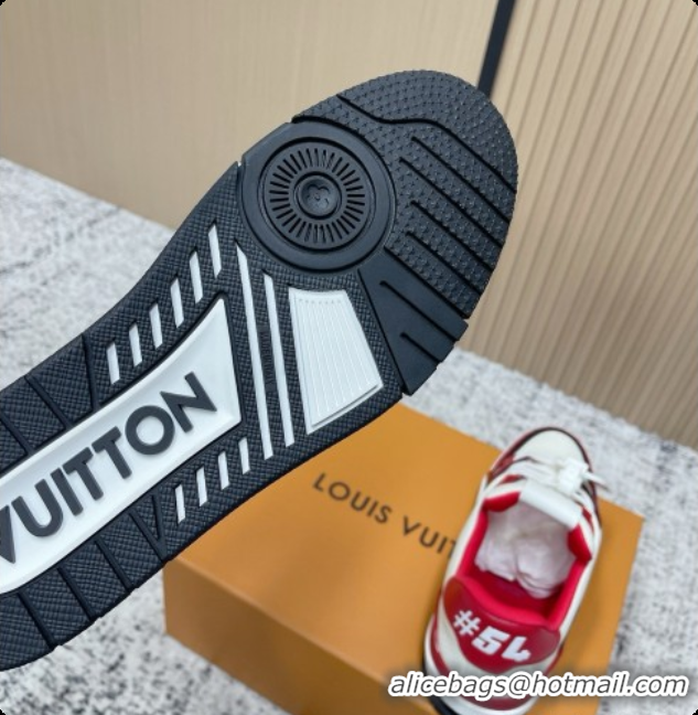 Buy Luxury Louis Vuitton Louis Vuitton LV Trainer Sneakers in Leather LV073120 White/Red 2026