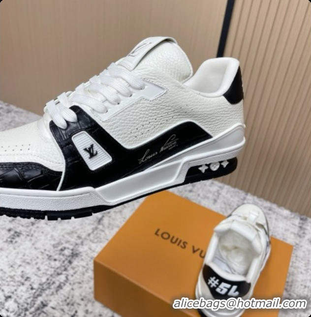 Luxury Louis Vuitton Louis Vuitton LV Trainer Sneakers in Leather LV073121 White/Black 2026
