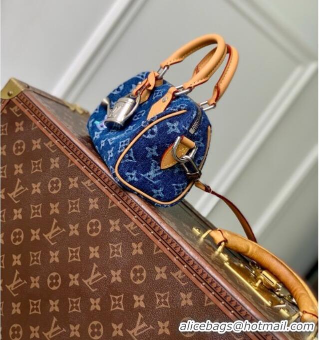 Best Product Louis Vuitton Speedy 18 Bandoulière Bag in Blue Monogram Flowers Denim M27557 2026
