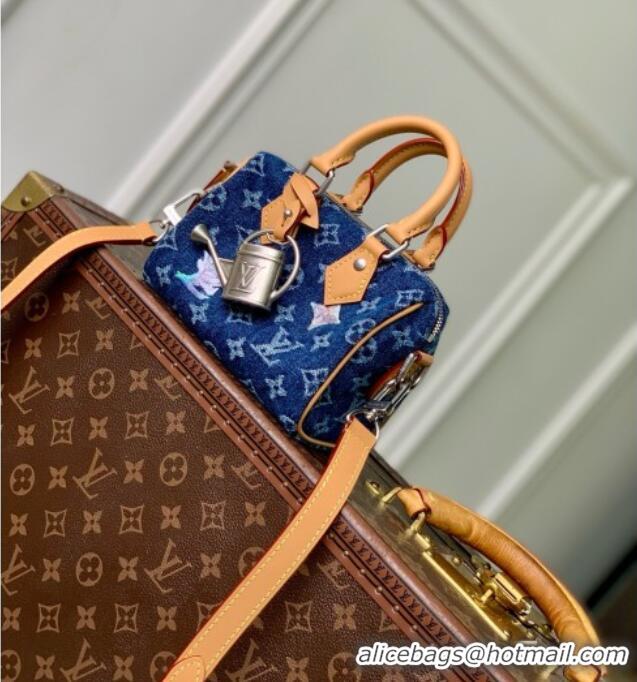 Best Product Louis Vuitton Speedy 18 Bandoulière Bag in Blue Monogram Flowers Denim M27557 2026