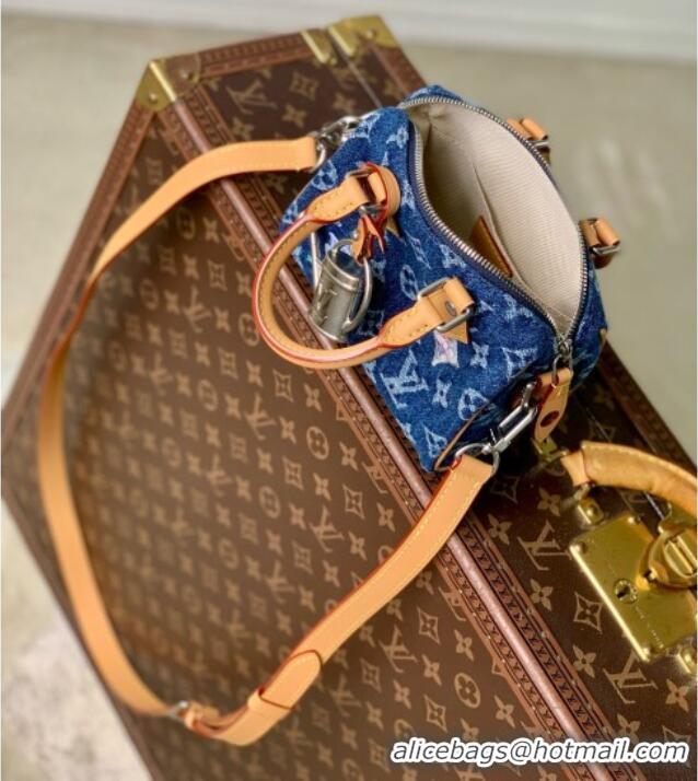 Best Product Louis Vuitton Speedy 18 Bandoulière Bag in Blue Monogram Flowers Denim M27557 2026