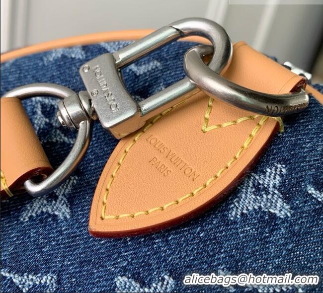 Top Grade Louis Vuitton Speedy 30 Bandoulière Bag in Blue Monogram Flowers Denim M27556 2026