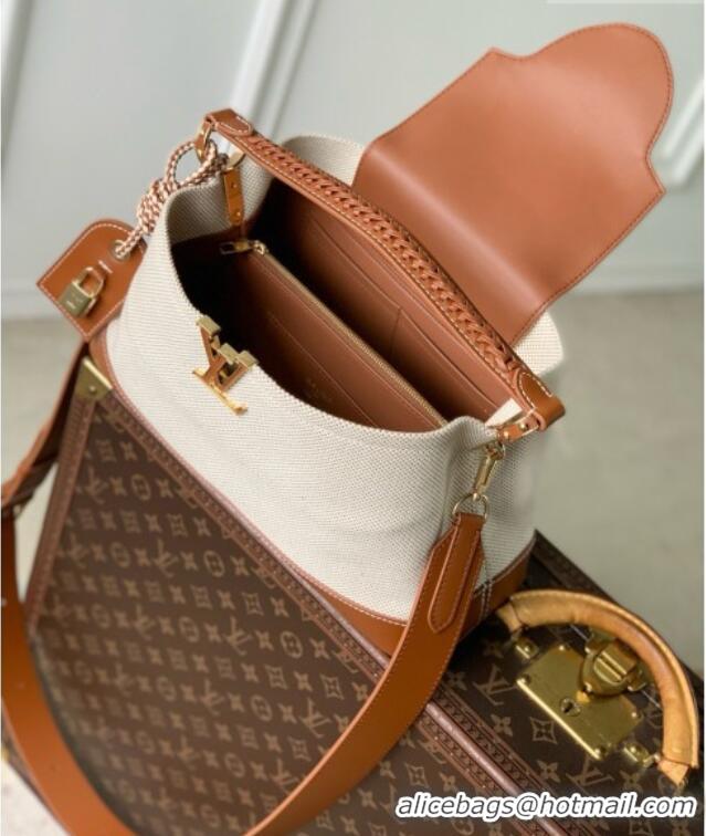 Original Cheap Louis Vuitton Bolsa Capucines Weekender PM Bag in Leather and Canvas M28438 Brown/White 2026