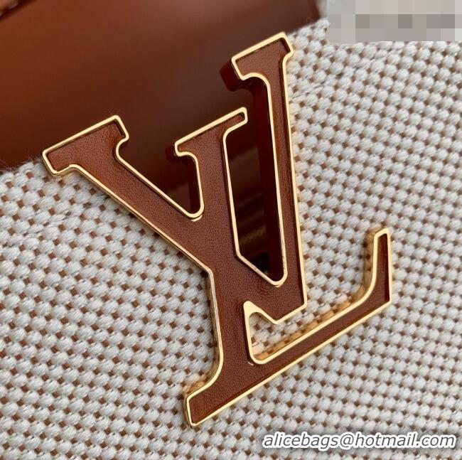 Original Cheap Louis Vuitton Bolsa Capucines Weekender PM Bag in Leather and Canvas M28438 Brown/White 2026