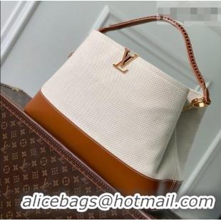 Super Quality Louis Vuitton Bolsa Capucines Weekender Bag in Leather and Canvas M28439 Brown/White 2026