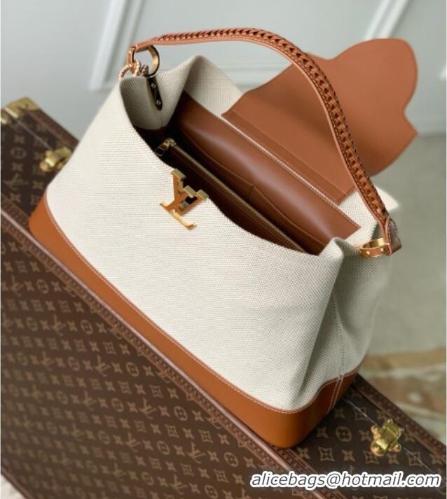 Super Quality Louis Vuitton Bolsa Capucines Weekender Bag in Leather and Canvas M28439 Brown/White 2026