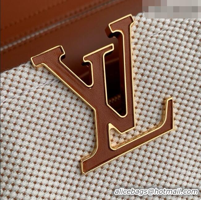 Super Quality Louis Vuitton Bolsa Capucines Weekender Bag in Leather and Canvas M28439 Brown/White 2026