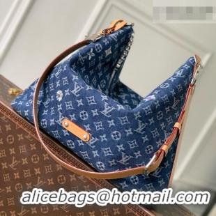 Best Quality Louis Vuitton Vagabond Hobo Bag in Blue Monogram Flowers Denim M27555 2026