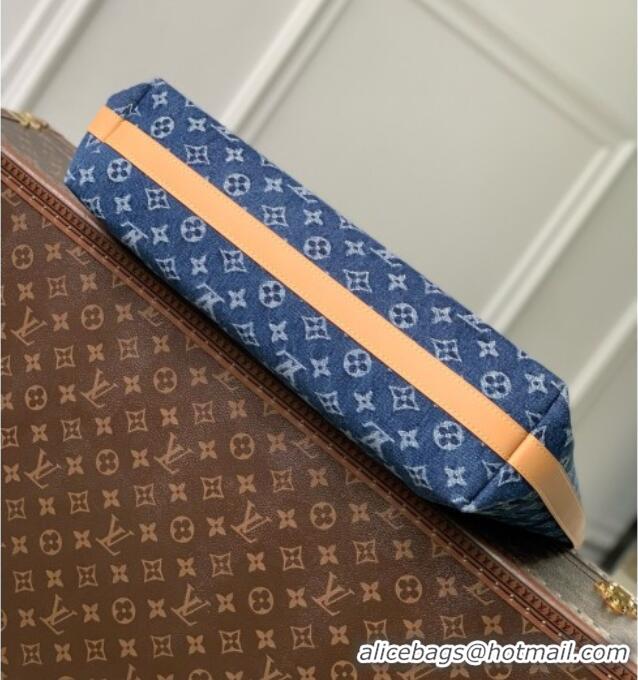 Best Quality Louis Vuitton Vagabond Hobo Bag in Blue Monogram Flowers Denim M27555 2026