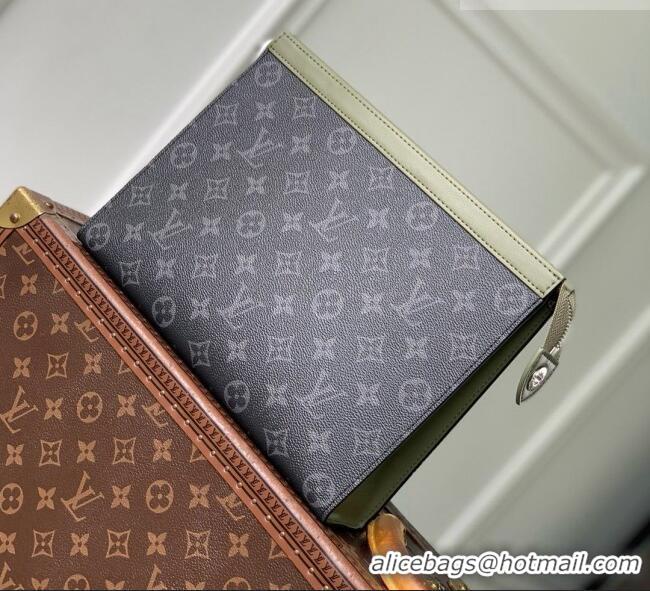 Reasonable Price Louis Vuitton Pochette Voyage in Monogram Eclipse Canvas M28841 Khaki Green/Black 2026