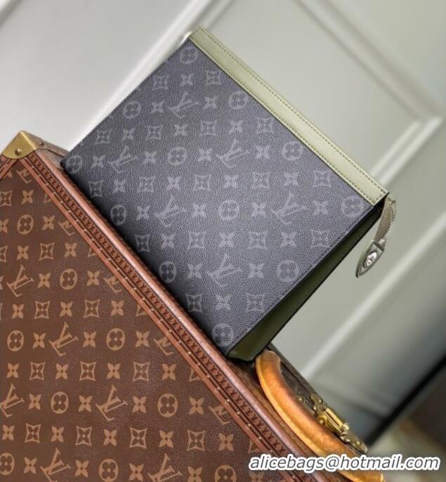 Reasonable Price Louis Vuitton Pochette Voyage in Monogram Eclipse Canvas M28841 Khaki Green/Black 2026