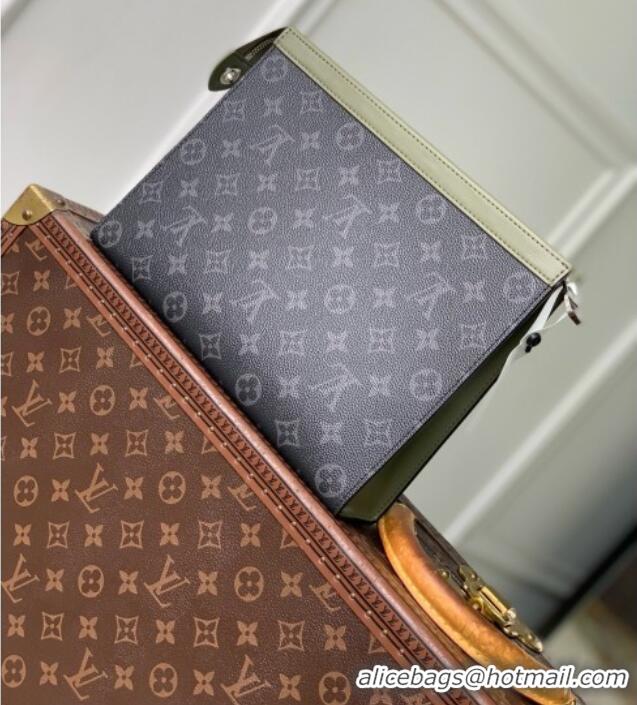 Reasonable Price Louis Vuitton Pochette Voyage in Monogram Eclipse Canvas M28841 Khaki Green/Black 2026