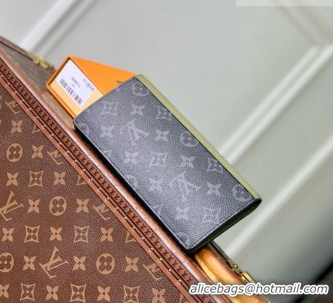 Best Quality Louis Vuitton Brazza Wallet in Monogram Eclipse Canvas M28815 Khaki Green/Black 2026