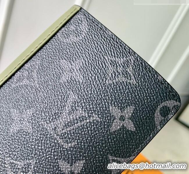 Best Quality Louis Vuitton Brazza Wallet in Monogram Eclipse Canvas M28815 Khaki Green/Black 2026