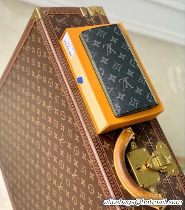 Best Quality Louis Vuitton Brazza Wallet in Monogram Eclipse Canvas M28815 Khaki Green/Black 2026