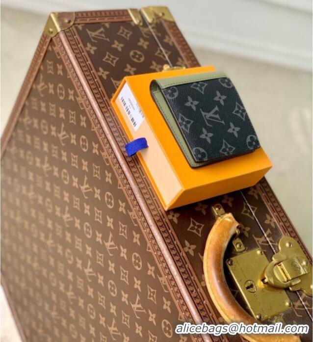 Pretty Style Louis Vuitton Slender Wallet in Monogram Eclipse Canvas M28644 Khaki Green/Black 2026