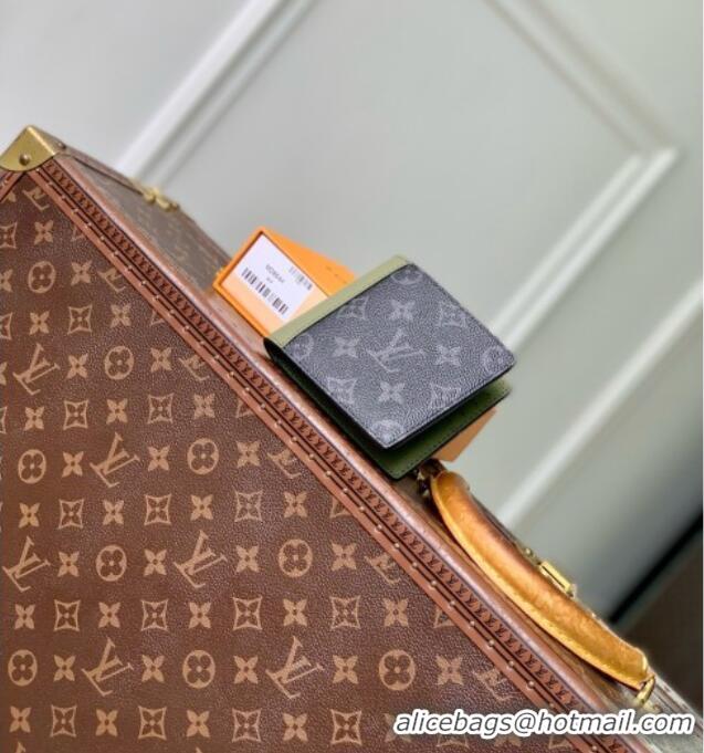 Pretty Style Louis Vuitton Slender Wallet in Monogram Eclipse Canvas M28644 Khaki Green/Black 2026