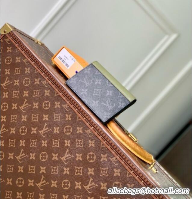 Best Price Louis Vuitton Passport Cover in Monogram Eclipse Canvas M28640 Khaki Green/Black 2026