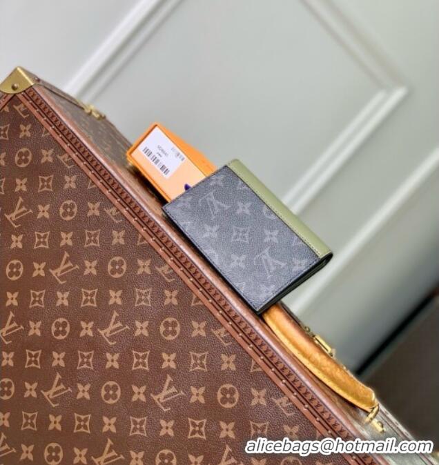 Best Price Louis Vuitton Passport Cover in Monogram Eclipse Canvas M28640 Khaki Green/Black 2026