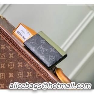 Top Grade Louis Vuitton Pocket Organizer in Monogram Eclipse Canvas M28642 Khaki Green/Black 2026