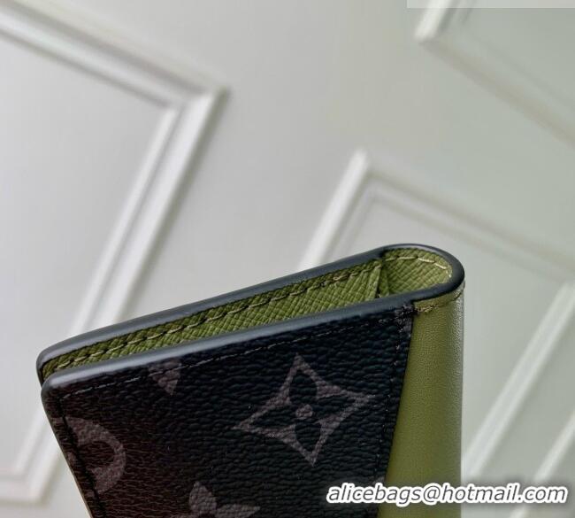 Top Grade Louis Vuitton Pocket Organizer in Monogram Eclipse Canvas M28642 Khaki Green/Black 2026