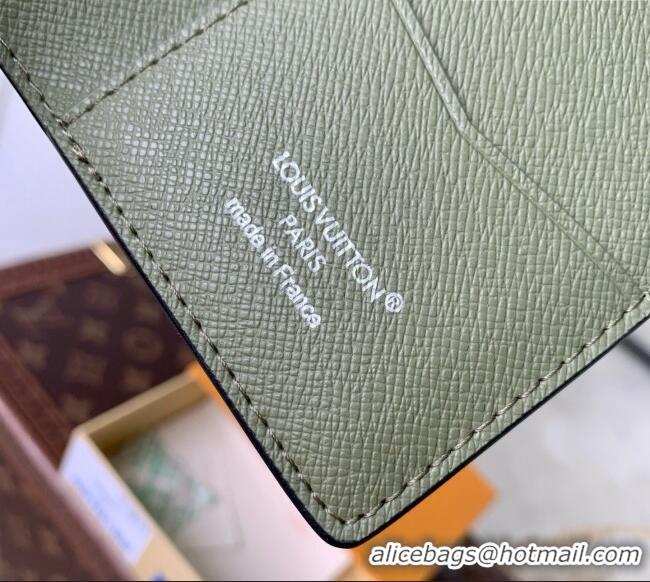 Top Grade Louis Vuitton Pocket Organizer in Monogram Eclipse Canvas M28642 Khaki Green/Black 2026