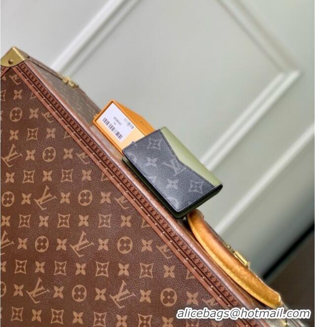 Top Grade Louis Vuitton Pocket Organizer in Monogram Eclipse Canvas M28642 Khaki Green/Black 2026