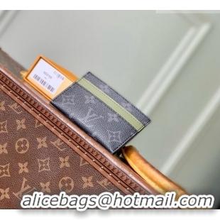 Grade Quality Louis Vuitton Double Card Holder in Monogram Eclipse Canvas M29768 Khaki Green/Black 2026