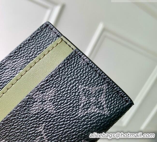 Grade Quality Louis Vuitton Double Card Holder in Monogram Eclipse Canvas M29768 Khaki Green/Black 2026