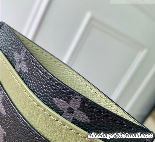 Grade Quality Louis Vuitton Double Card Holder in Monogram Eclipse Canvas M29768 Khaki Green/Black 2026