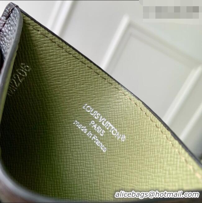 Grade Quality Louis Vuitton Double Card Holder in Monogram Eclipse Canvas M29768 Khaki Green/Black 2026
