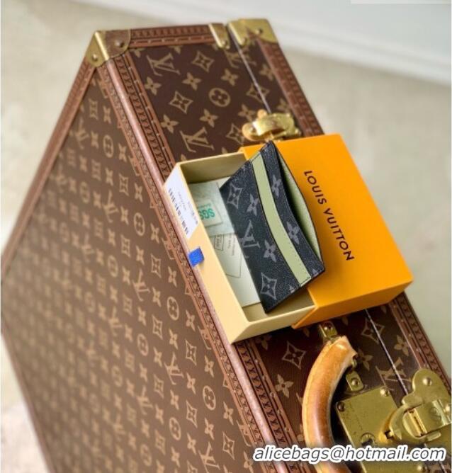 Grade Quality Louis Vuitton Double Card Holder in Monogram Eclipse Canvas M29768 Khaki Green/Black 2026
