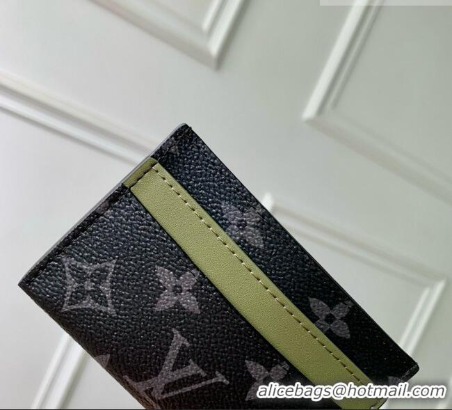 Grade Quality Louis Vuitton Double Card Holder in Monogram Eclipse Canvas M29768 Khaki Green/Black 2026