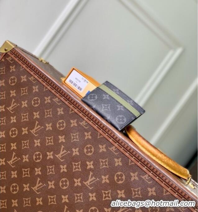 Grade Quality Louis Vuitton Double Card Holder in Monogram Eclipse Canvas M29768 Khaki Green/Black 2026