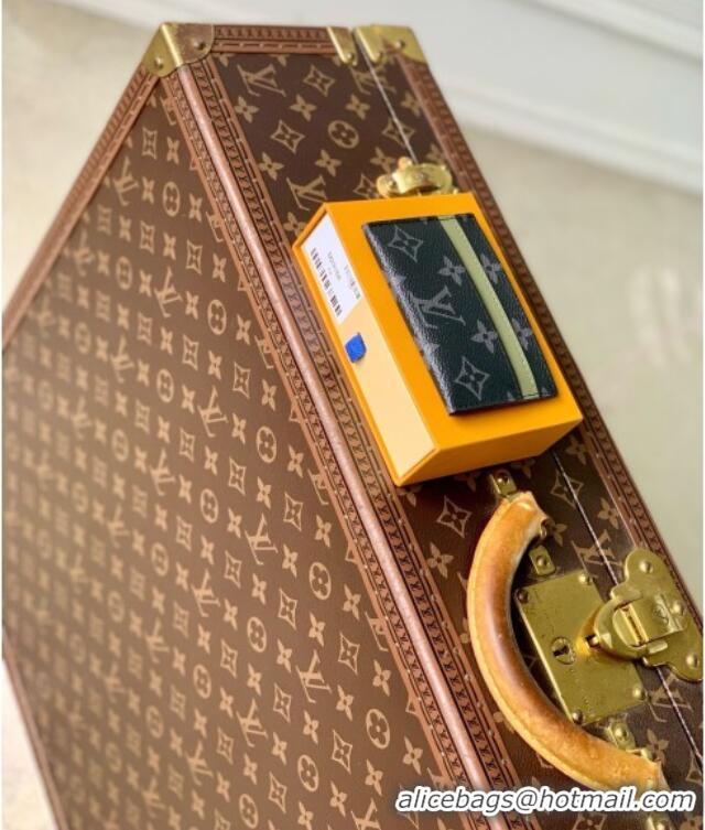 Grade Quality Louis Vuitton Double Card Holder in Monogram Eclipse Canvas M29768 Khaki Green/Black 2026