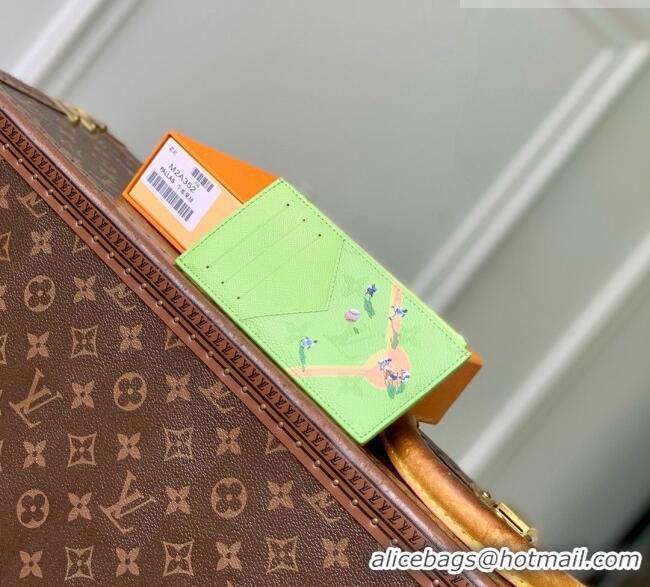 Famous Brand Louis Vuitton Coin Card Holder in Reactive Baseball Monogram Canvas M2A351 Green 2026