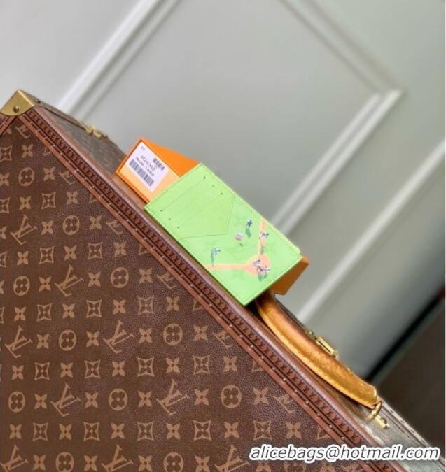 Famous Brand Louis Vuitton Coin Card Holder in Reactive Baseball Monogram Canvas M2A351 Green 2026