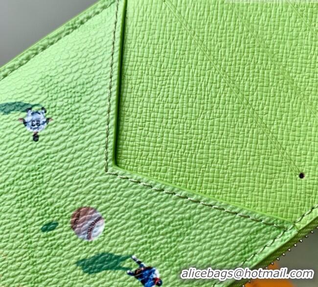 Famous Brand Louis Vuitton Coin Card Holder in Reactive Baseball Monogram Canvas M2A351 Green 2026