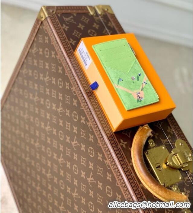 Famous Brand Louis Vuitton Coin Card Holder in Reactive Baseball Monogram Canvas M2A351 Green 2026